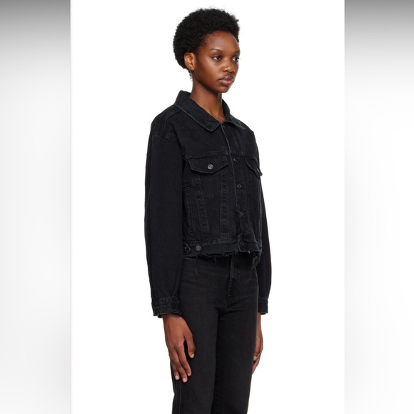 Agolde Shrunken Charli Denim Jean Jack in Distressed Black - Picture 5 of 10